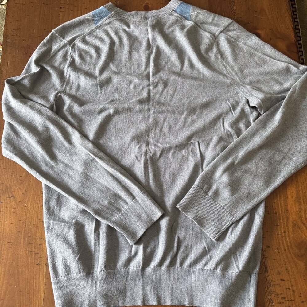 banana republic Men’s Gray & Blue Argyle Sweater Size Medium Silk & Cashmere - Picture 7 of 7